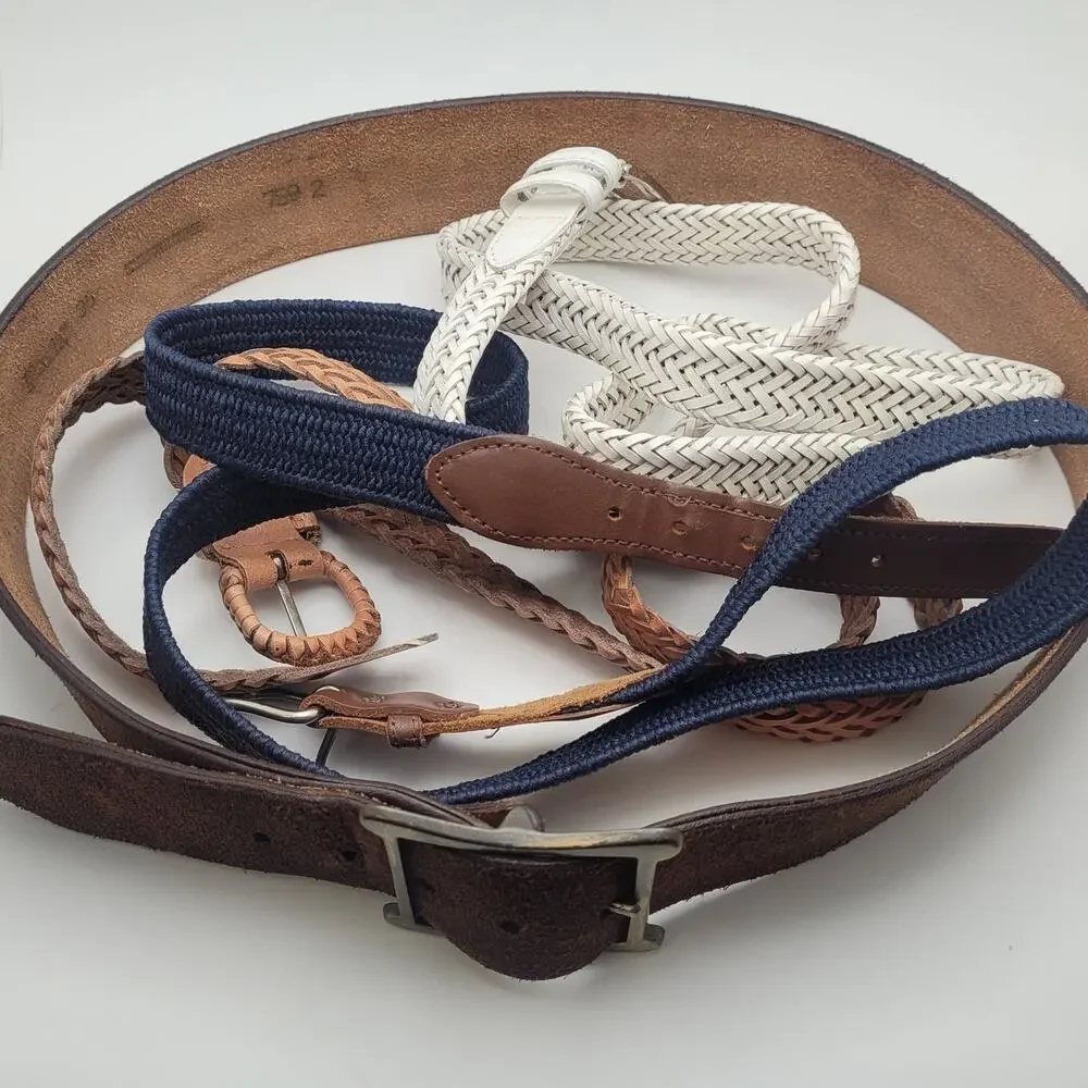 Mixed Belt Lot Braided Leather Canvas Western Boho Vintage Distressed Accessorie - Picture 7 of 13